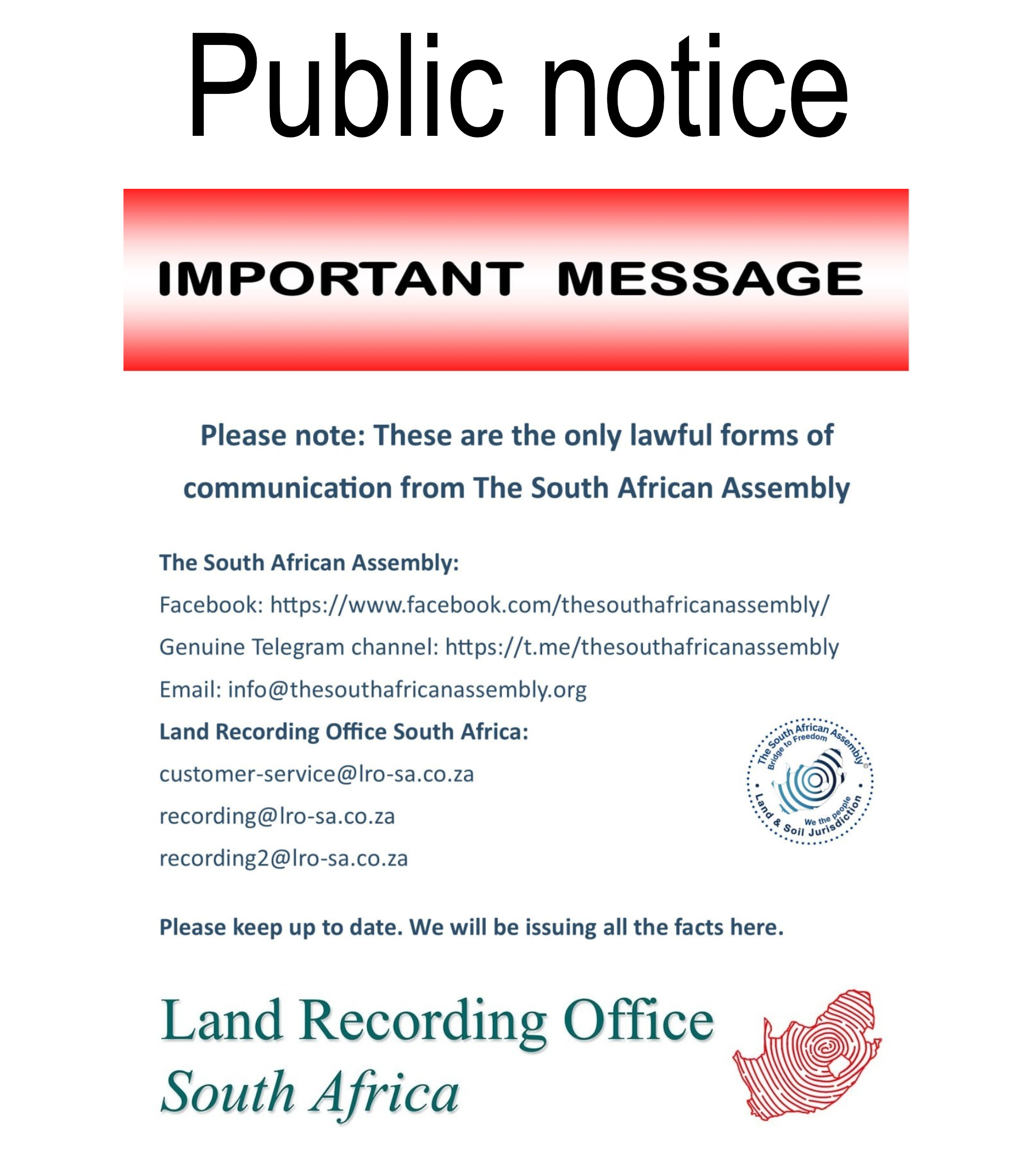 Public Notice important message 